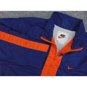 Nike Men's Windbreaker Jacket in Navy Blue and Orange